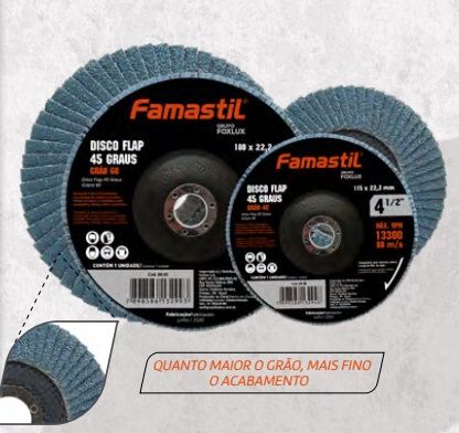 Disco Flap Grao 040 4.1/2 Lixa Azul Famastil