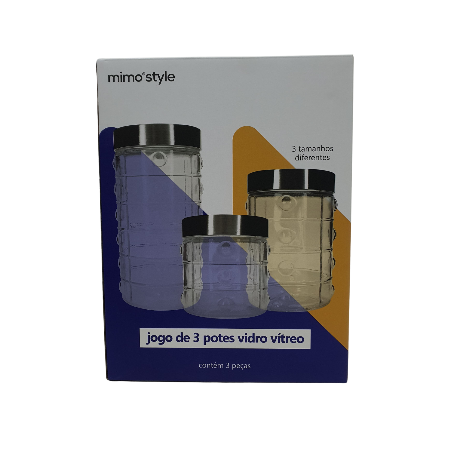 Cj 03 Potes Vidro Redondo Vd23007 Mimo