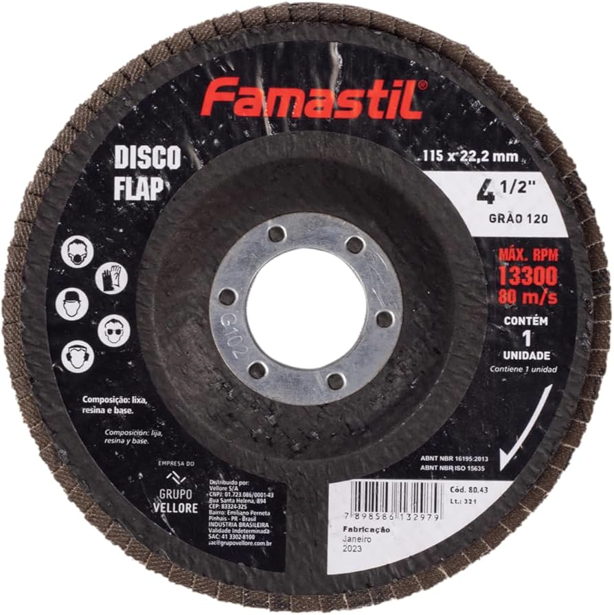 Disco Flap Grao 120 4.1/2 Lixa Azul Famastil
