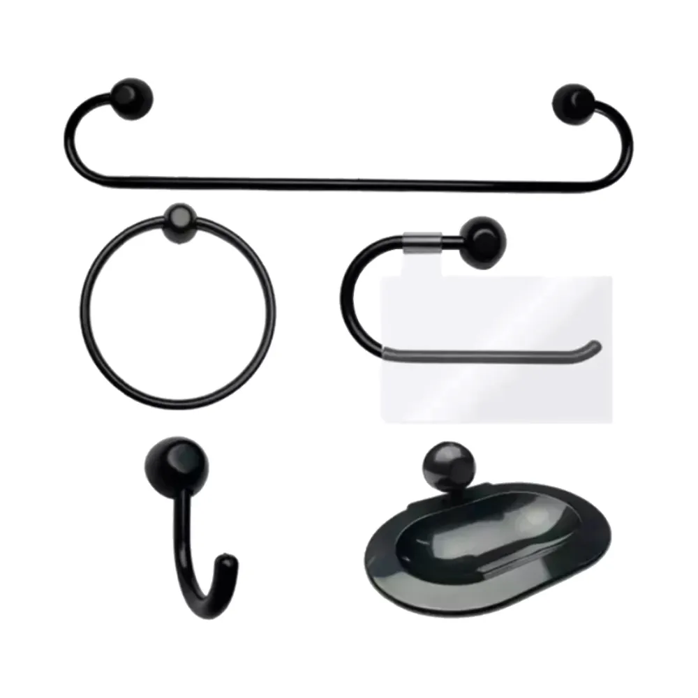 Kit Aces P/ Banheiro Samba 5Pcs Preto Japi