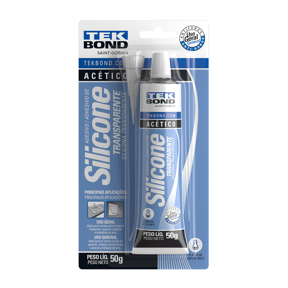 Silicone Acetico Transparente 50G Tekbond