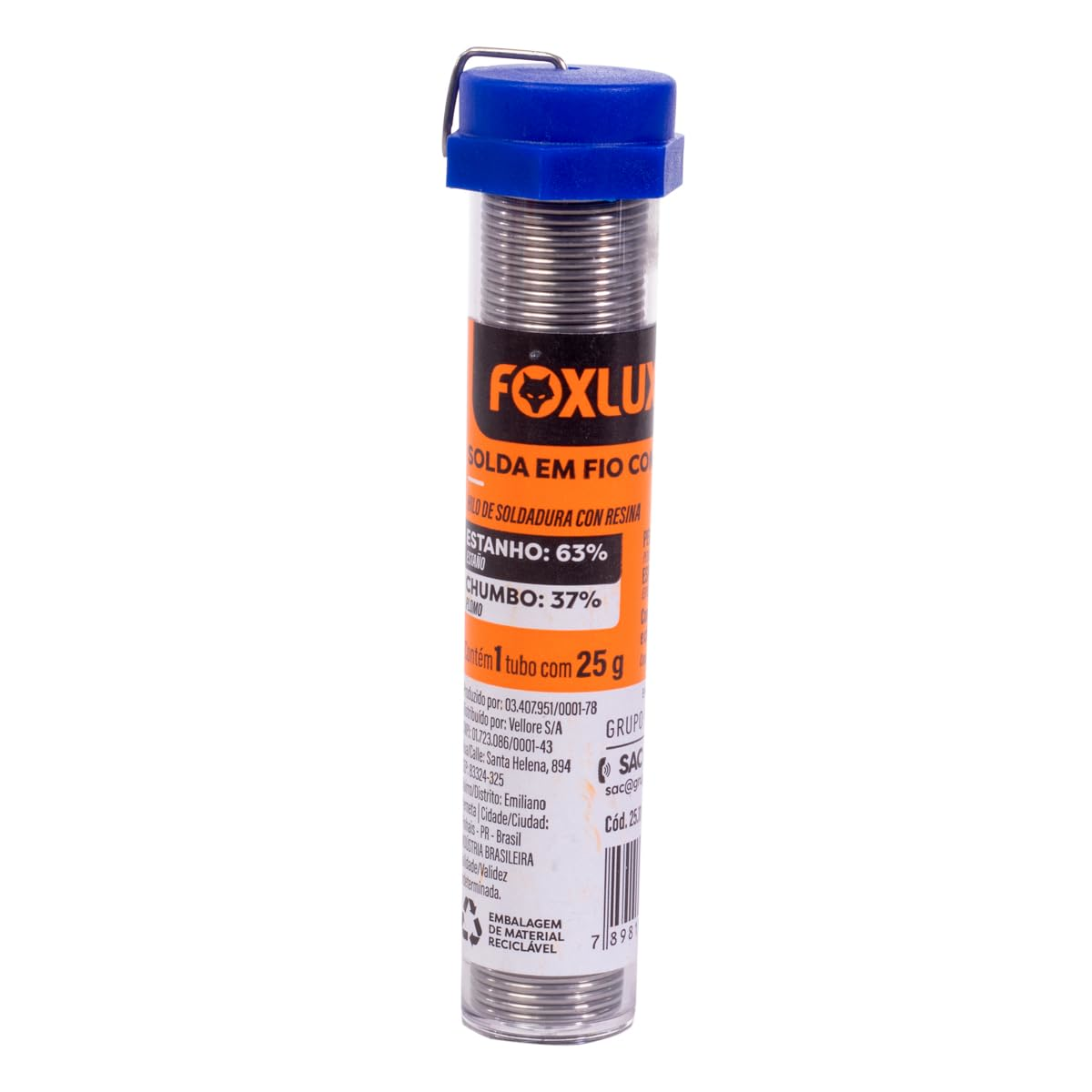 Solda Em Fio Estanho Liga 63/37 4M Foxlux