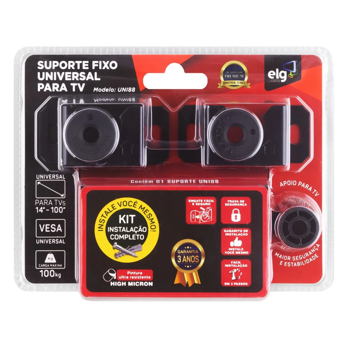 Suporte Tv Fixo Univ 14A100 100Kg Uni88 Elg