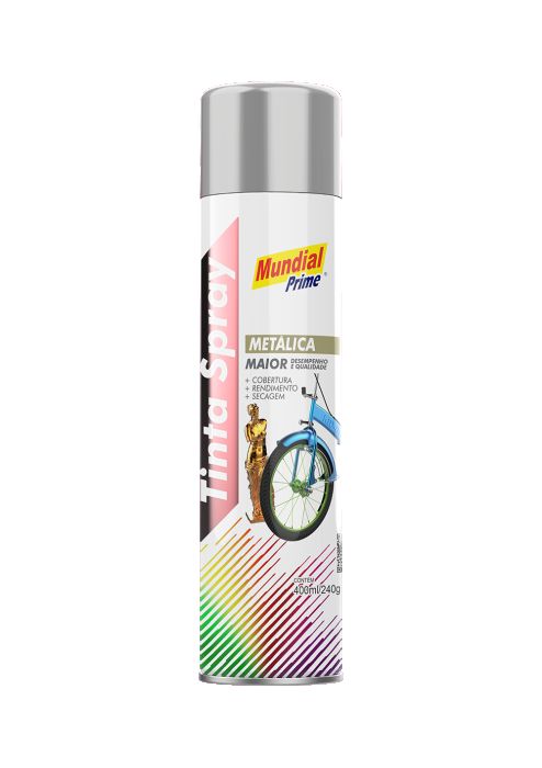 Tinta Spray 200Ml Metalica Prata Mundial