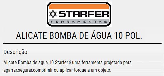 Alicate Bomba Dagua 10 Starfer