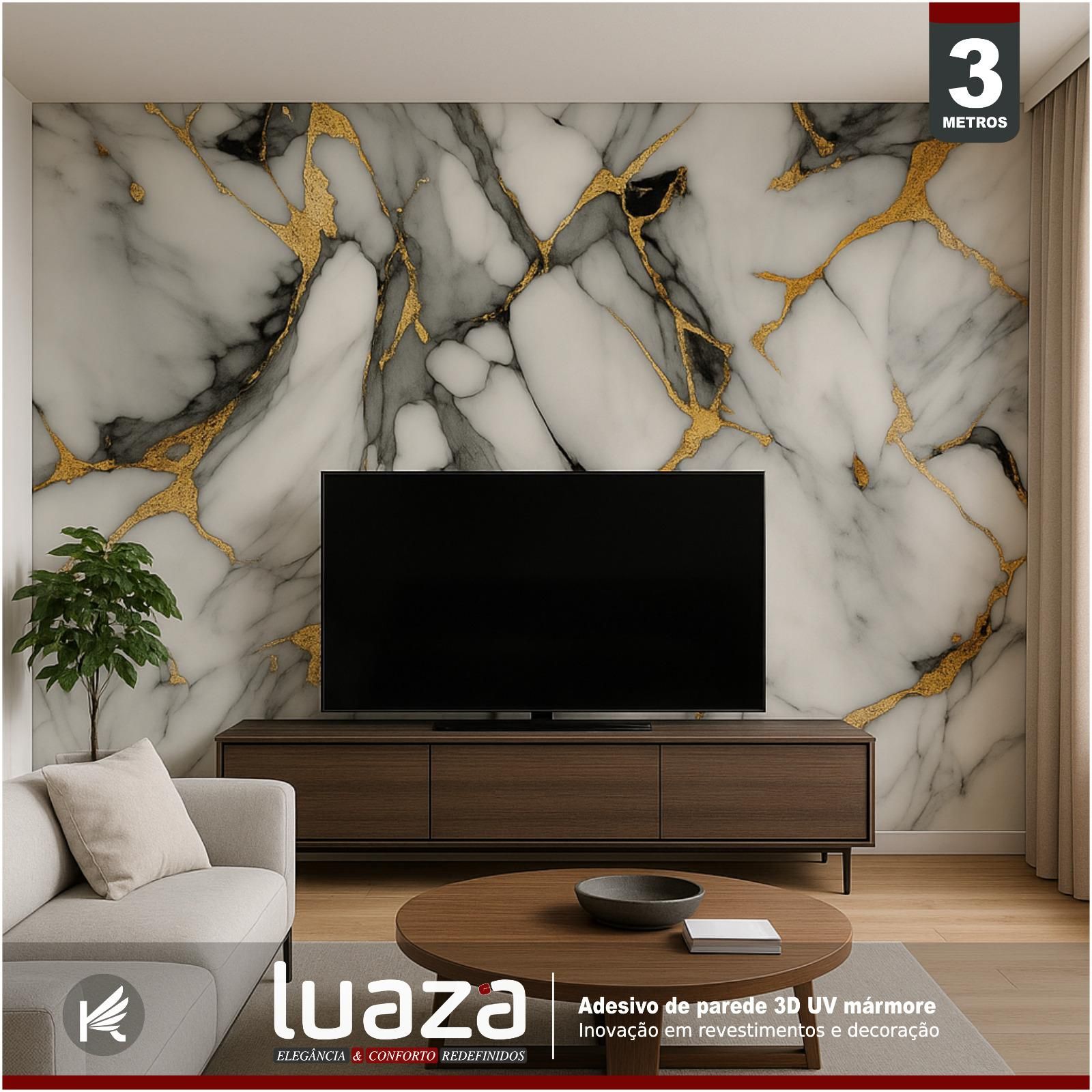Painel 3D Auto Adesivo UV Marmore Carrara...