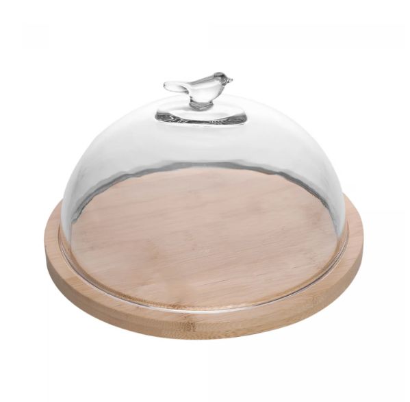 Queijeira com Base em Bambu Bird 20cm x 2...