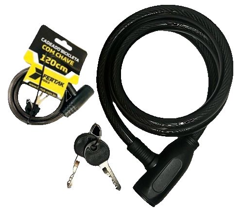 Cadeado De Bicicleta C/ Chave 120Cm Fertak