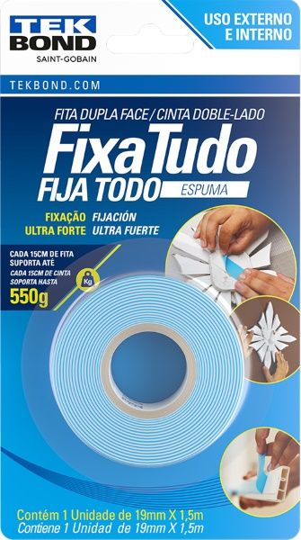 Fita Dupla Face Espuma 19mmx1,5M Tekbond