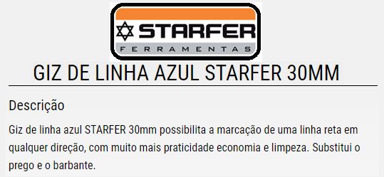 Giz De Linha 30M Azul C/ Rerfil Starfer 