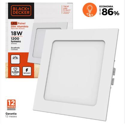 Painel Led 18W Emb Quad 4000K BR Slim B&D