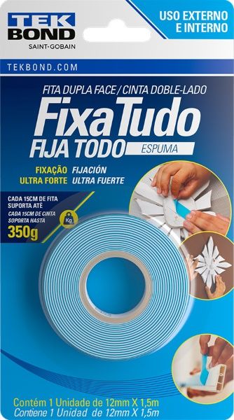 Fita Dupla Face Espuma 12mmx1,5M Tekbond