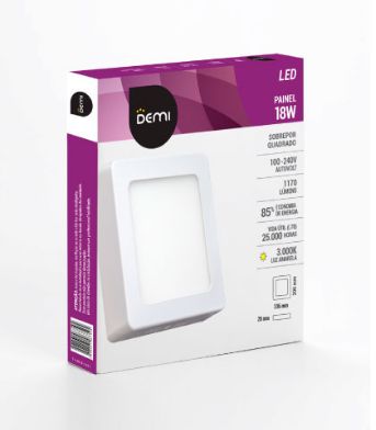 Painel Led 18W Emb Quad 6500K BR Slim Demi