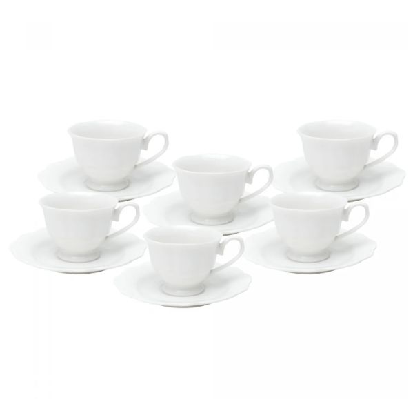 Conjunto 06 Xicaras Café Porcelana C/Pire...