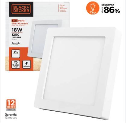 Painel Led 18W Sob Quad 3000K BR Slim B&D