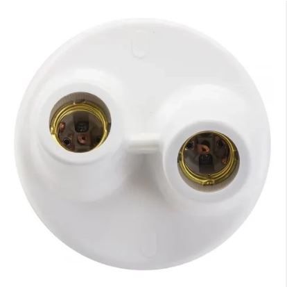 Plafonier Duplo C/Soq De Porcelana E-27 B...