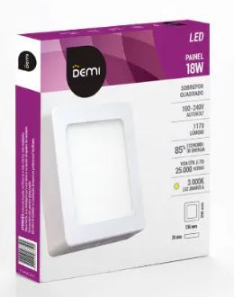 Painel Led 18W Sob Quad 6500K BR Slim Demi