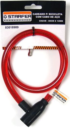 Cadeado P/Bic C/Cabo Aco Ch 80X12mm Starfer