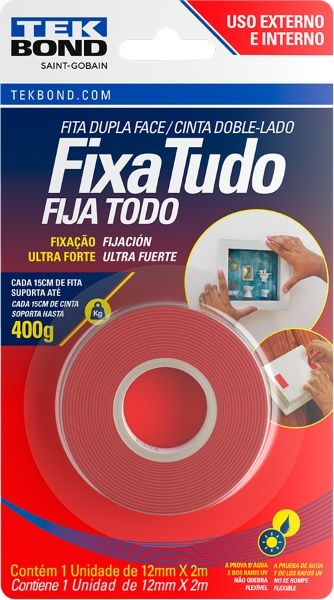 Fita Dupla Face Inte/Ext 12mmx2,0M Tekbond