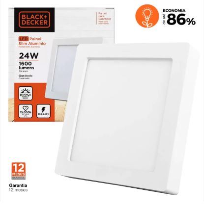 Painel Led 24W Sob Quad 3000K BR Slim B&D