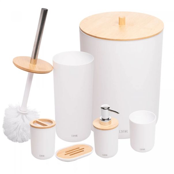 Conjunto 06 Peças Para Banheiro De Bambu ...