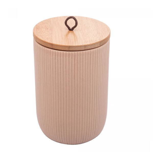 Potiche Ceramica C/Tampa Bambu Pegador de...
