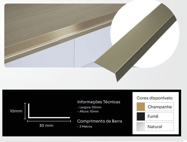 Cantoneira 3x1 Champanhe 3,0MT New Ponta