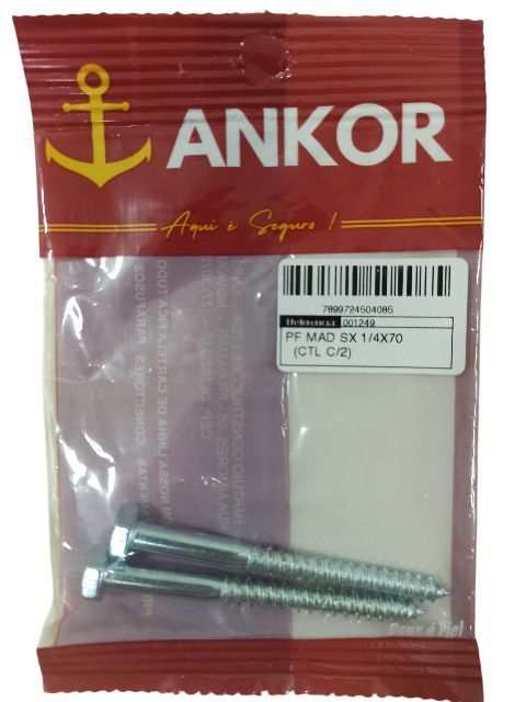 Parafuso Sext Mad 1/4X70 C/2 Ankor