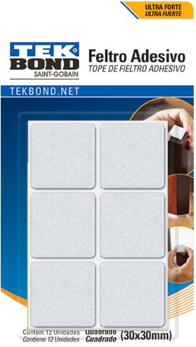 Feltro Quadrado 30mm Branco C/12 Tekbond