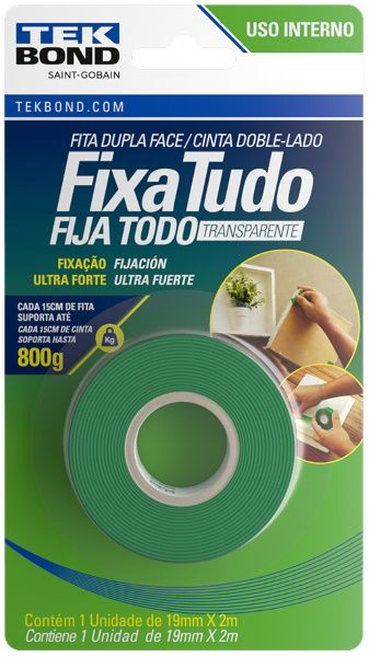 Fita Dupla Face Interno 19X2M Tekbond